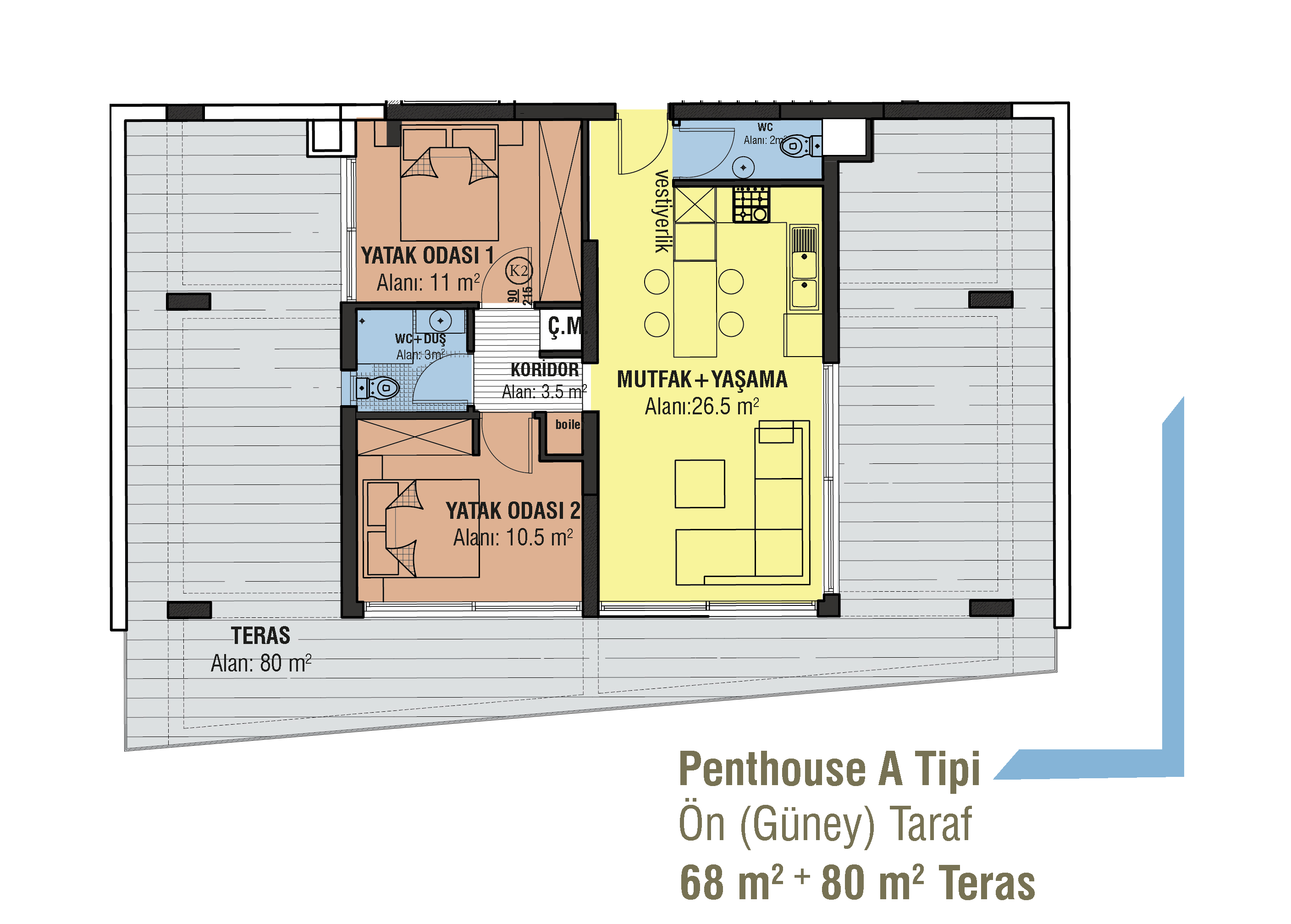 2 Bed Penthouses